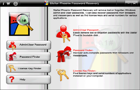 Step 1:- Main User Interface of Stellar Phoenix Password Recovery