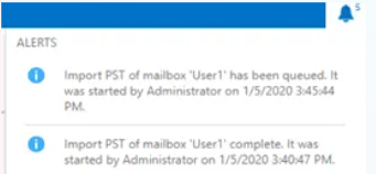 If you want to receive notification when the PST file is imported, click the checkbox and select a recipient to receive the notification. Then, click Finish.