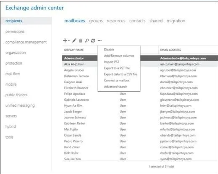 Select the Export to a PST file option from the dropdown.