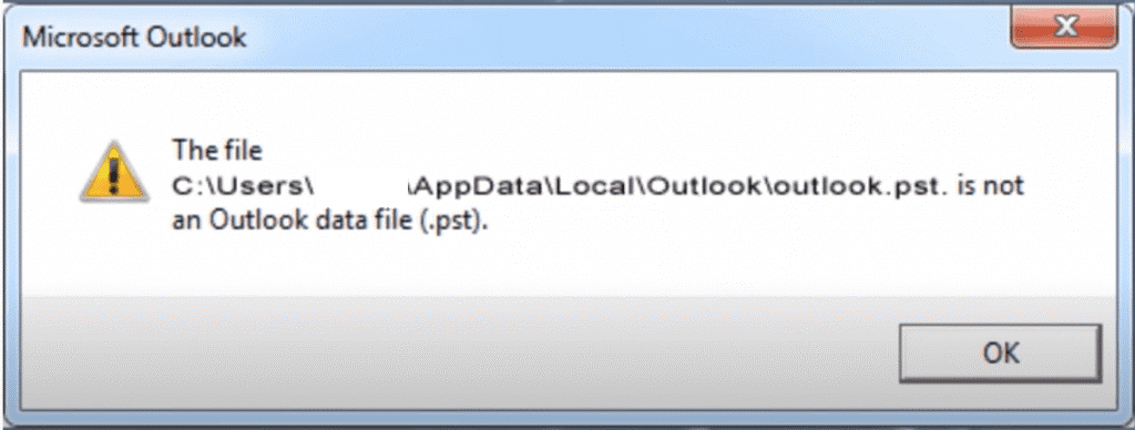 The file xxx.pst is not an Outlook data file (.pst).