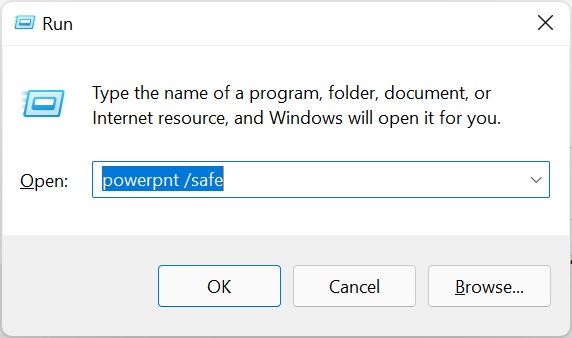 Open PowerPoint in the Safe Mode