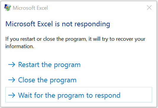 Error in Microsoft Excel 