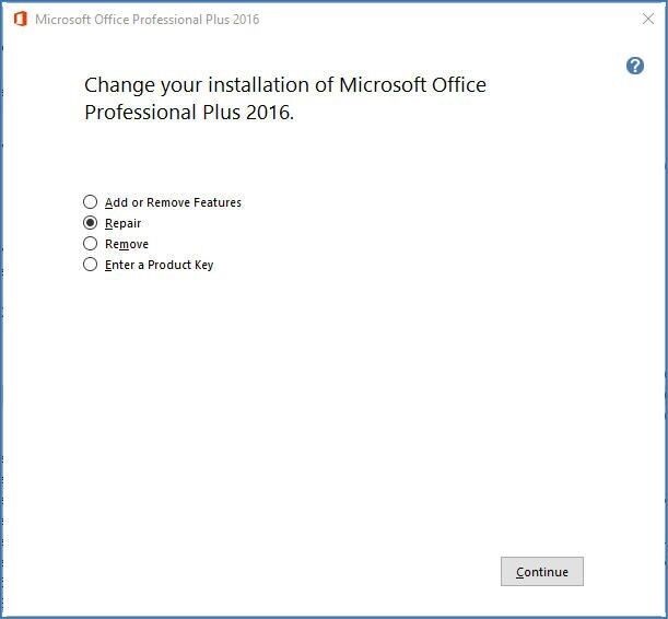 Repair Microsoft Office Installation 