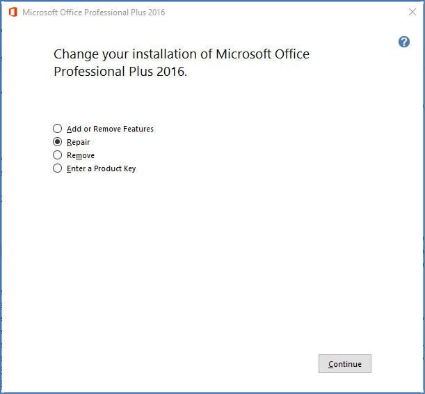 Repair Microsoft Office Installation