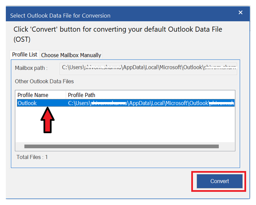 After selecting the OST file, click Convert to begin the conversion process.