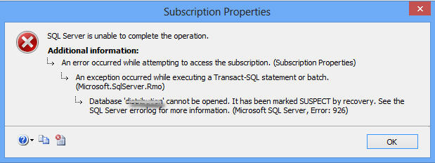 Microsoft SQL Server, Error: 926 Message