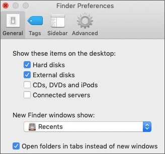 change finder preferences to resolve external hard drive not showing up on mac issue