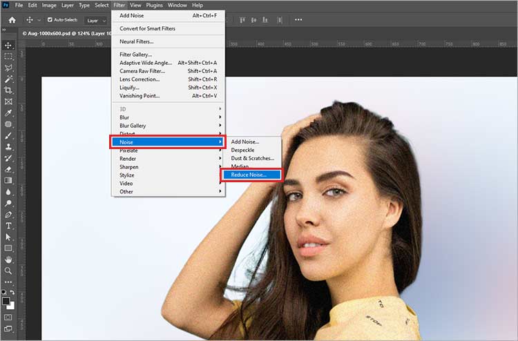 reduce noise to fix grainy photo in photoshop