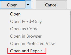 Open and Repair Option