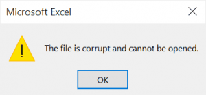 Excel File Corruption Message