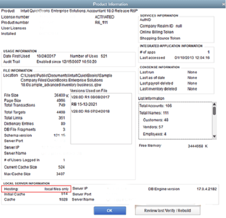 open the Product Information screen window 