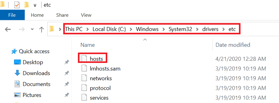 Windows hosts file