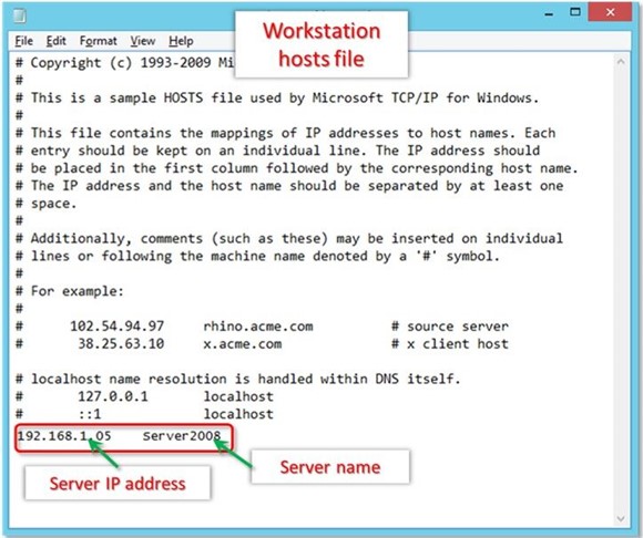 Add Server details to yours host File 