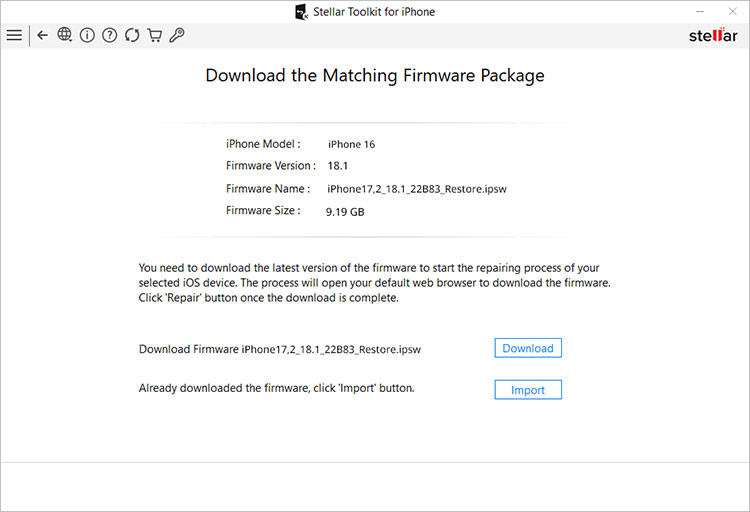 Download the matching firmware package 