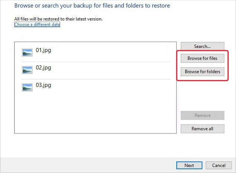 Select Browse for files