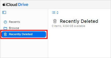 restore recently deleted files from iCloud drive