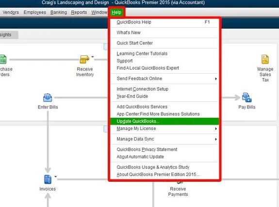 choose Update QuickBooks option 