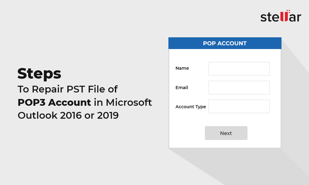 Langkah-langkah untuk Memperbaiki File PST dari Akun POP3 di Outlook 2016 atau 2019 3