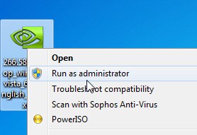 NVIDIA display drivers run as administrator