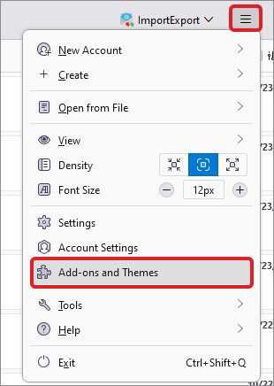 Click on the waffle icon to open the Thunderbird Menu. Click on Add-ons and Themes