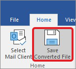 click on the Save Converted File button under the Home tab.