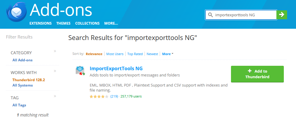 select the ImportExportTools NG add on.