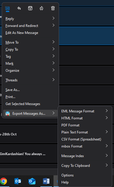 export thunderbird emails in different file formats
