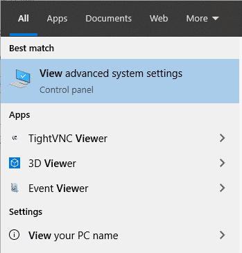 View Advanced System Settings