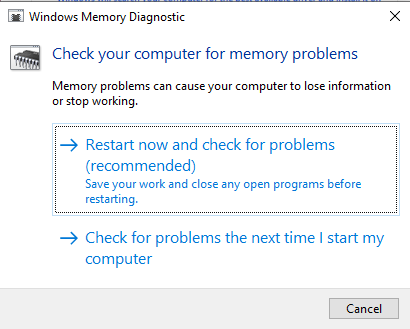 Windows Memory Diagonistic