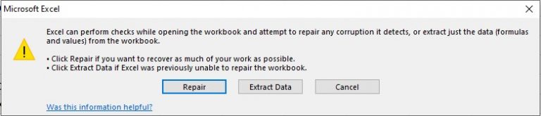 Réparation d'un fichier Excel