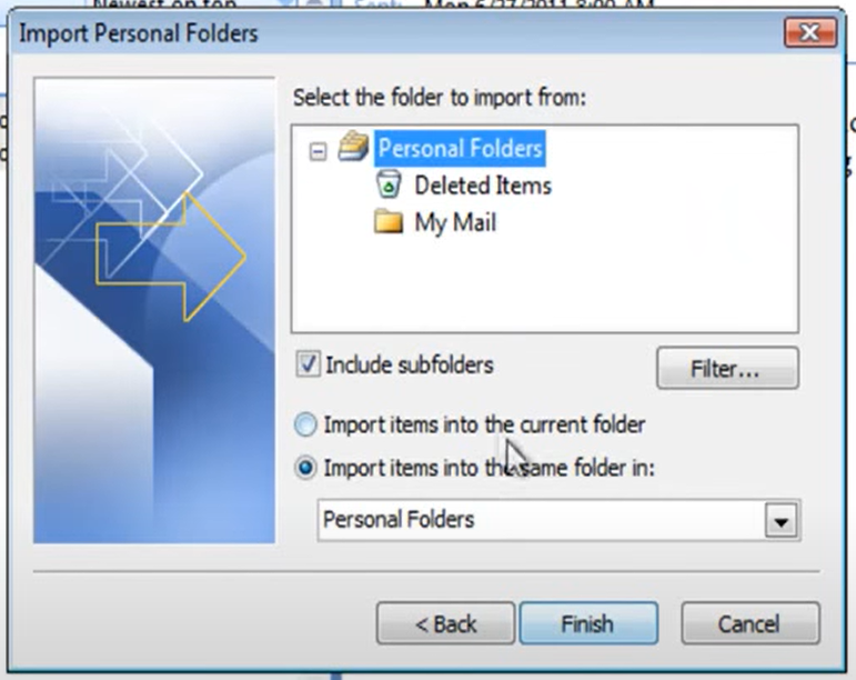 how to export a folder from outlook and import into gmail
