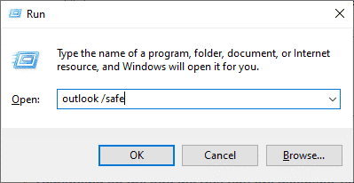 Use Outlook /safe command 