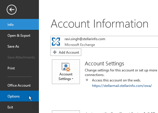 Office account settings 