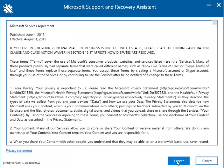 Microsoft Support- und Wiederherstellungs-Assistent 