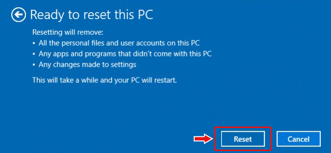 Click Reset This PC