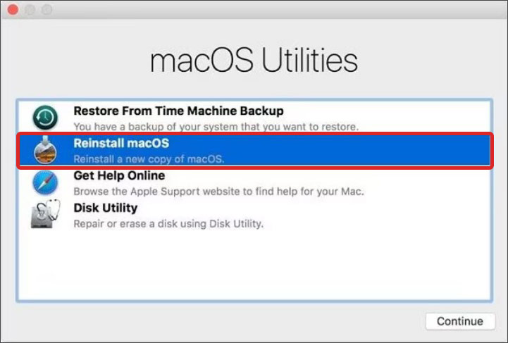 Select Reinstall macOS