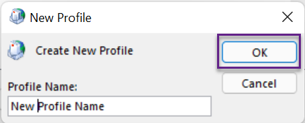 New Profile dialog box