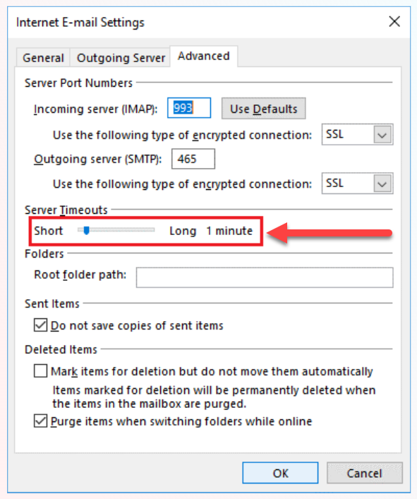 Open Internet E-mail Settings