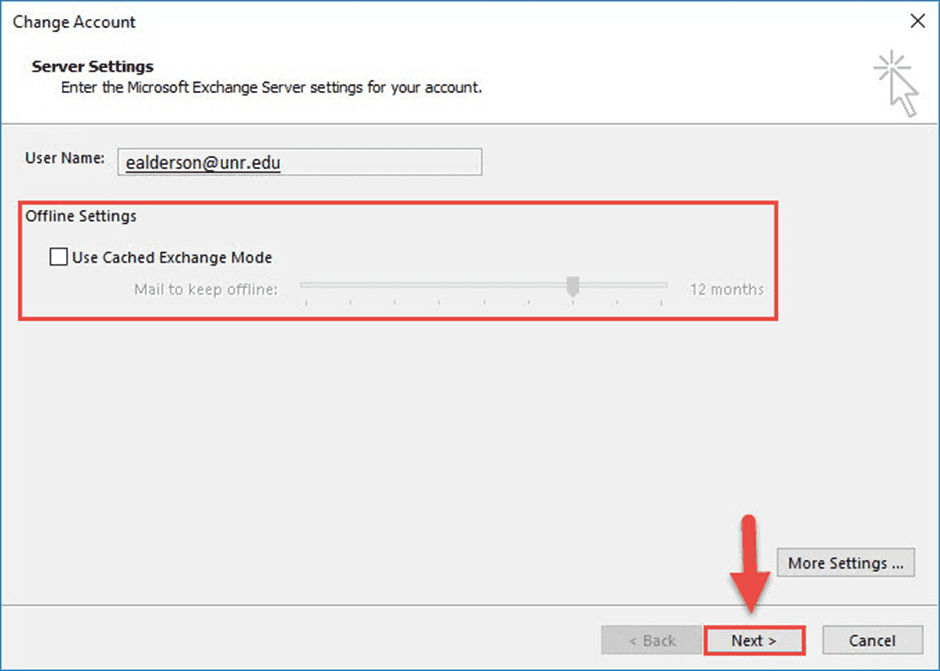 Utiliser le mode d'échange en cache et cliquez sur Suivant