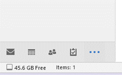 The free space will be displayed in the status bar in Outlook.