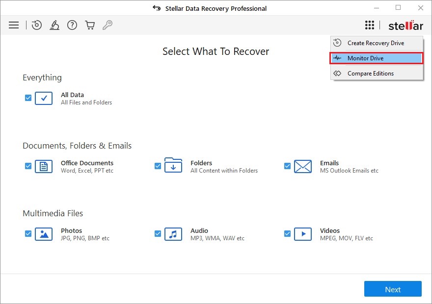 click-waffle-icon-and-choose-monitor-drive