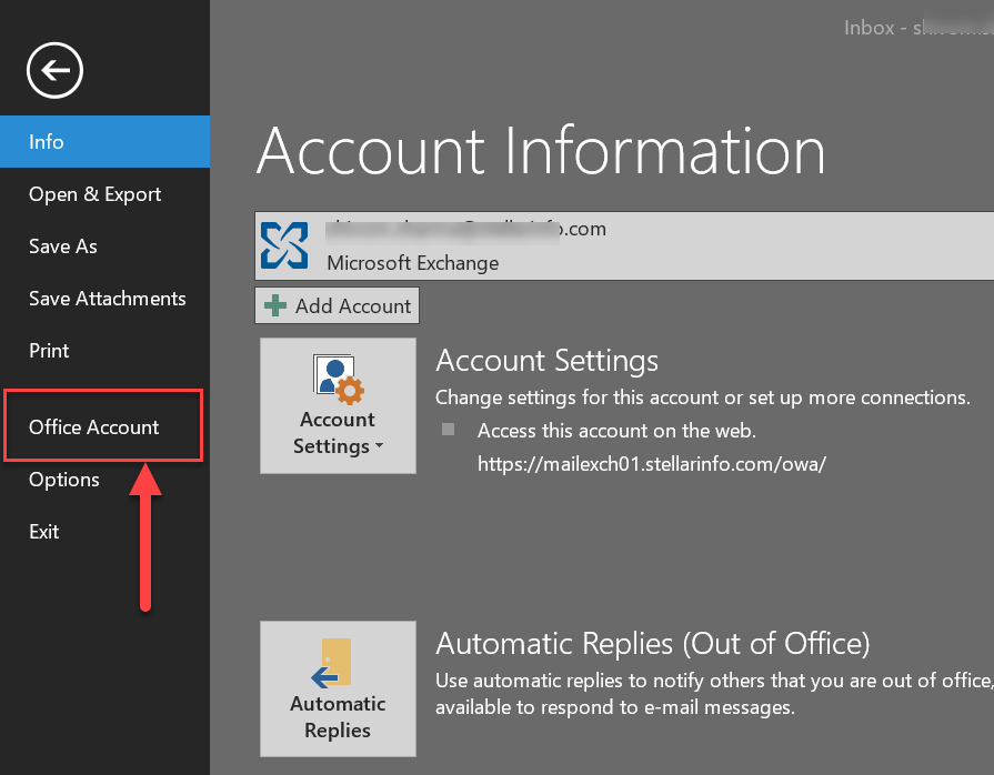 Navigate to File Office Account (or Account in some versions).