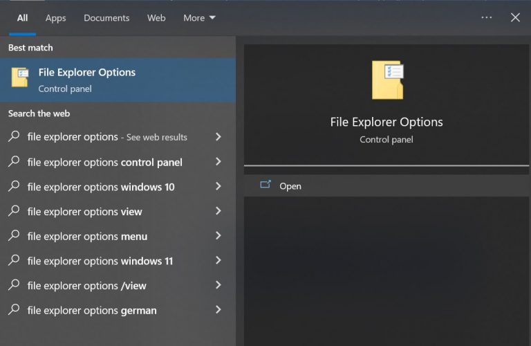 option de recherche de l'explorateur de fichiers dans la recherche Windows