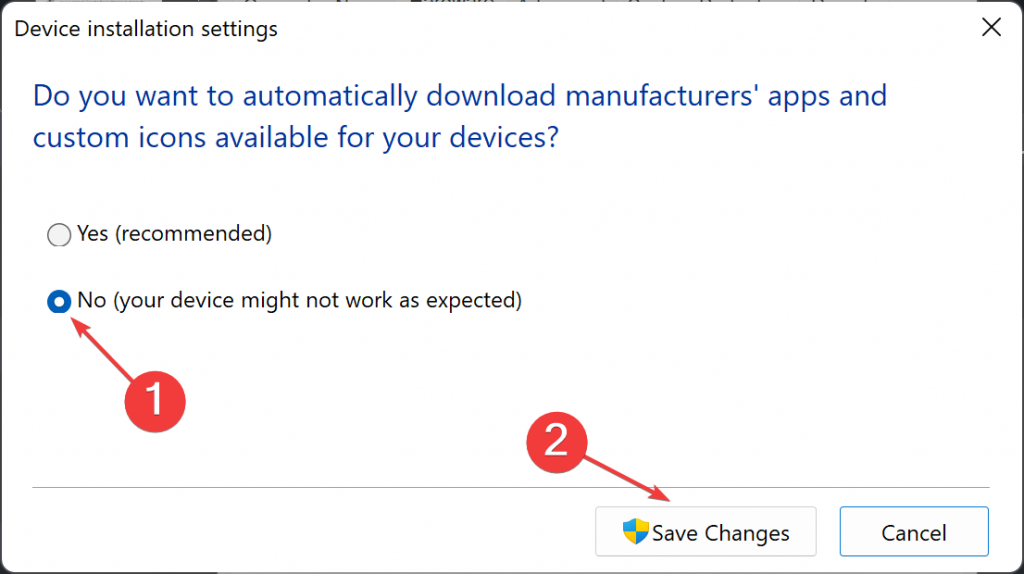 Device Installation Settings