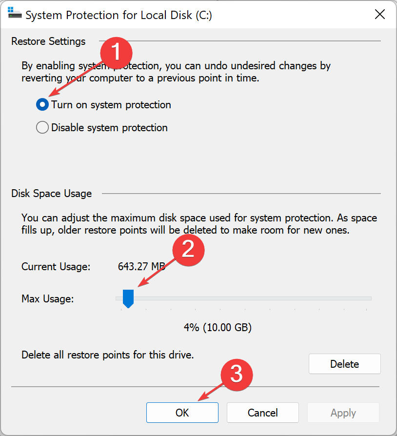  Enable System Restore 2