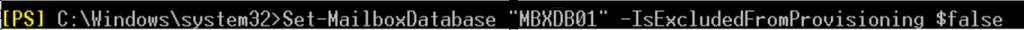 For this, you can run the Set MailboxDatabase command as given below