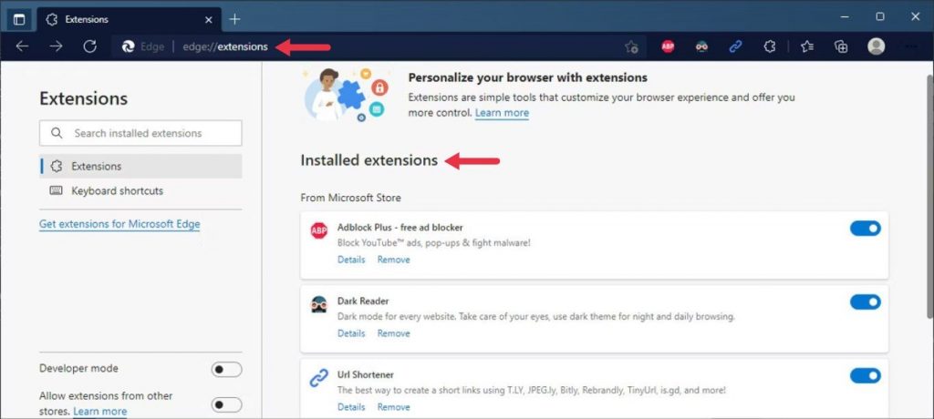 How to install, add, remove, disable Extensions in Microsoft Edge browser