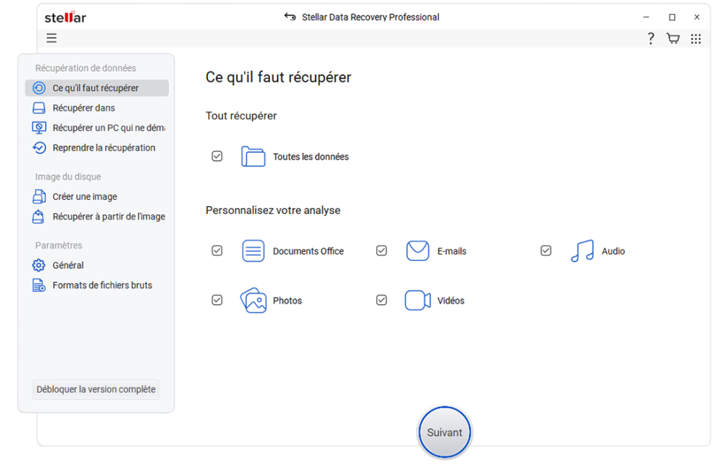 Sélectionner le type de fichier