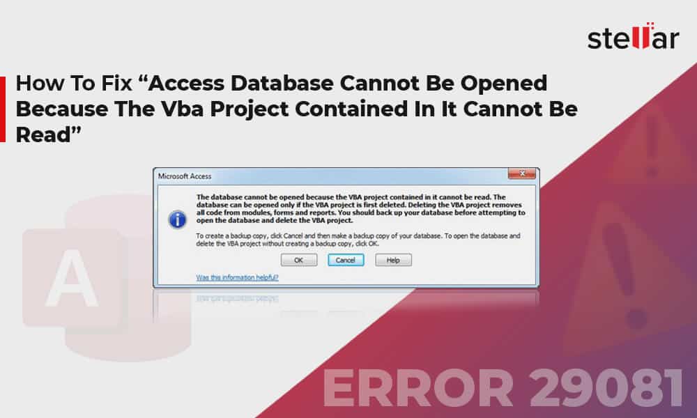 How To Fix “Access Database Cannot Be Opened Because The Vba Project ...