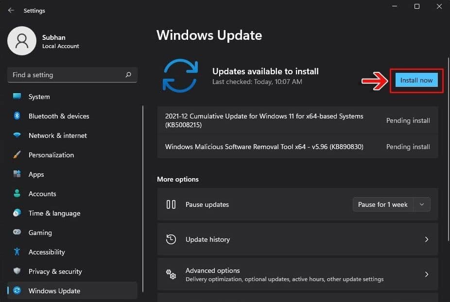 Installieren Sie jetzt das Windows-Update